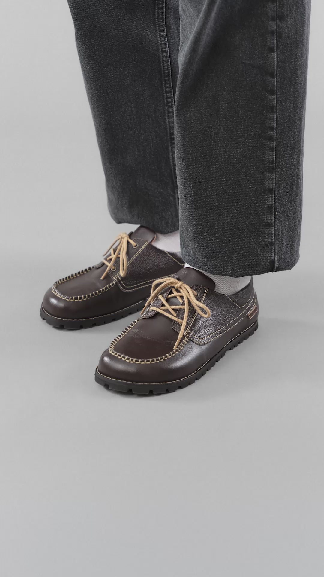 Load video: Orpheus - Barefoot Boat Shoe (Dark Brown)